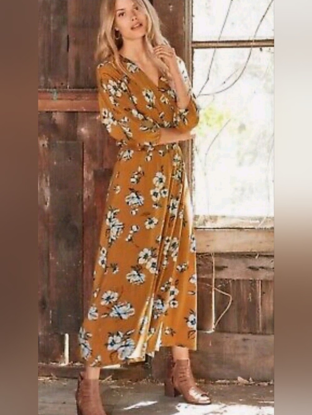 NWT Garnet Hill Floral Midi Dress XS Faux Wrap